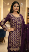 Doree Designer Heavy Purple Sharara